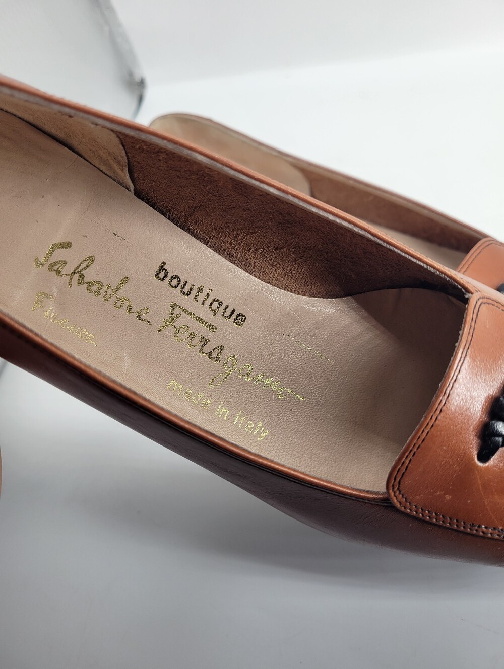 Salvatore Ferragamo Womens Loafers Cognac Brown Leather Tassel Flats Shoes 5.5 B - Picture 7 of 10